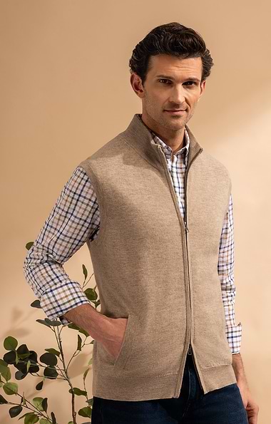 Men's House of Bruar Merino Zip Waistcoat