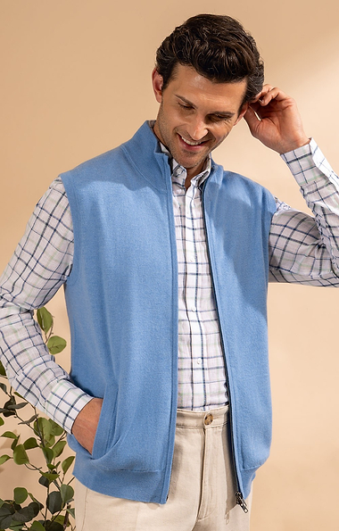 Men's House of Bruar Merino Zip Waistcoat