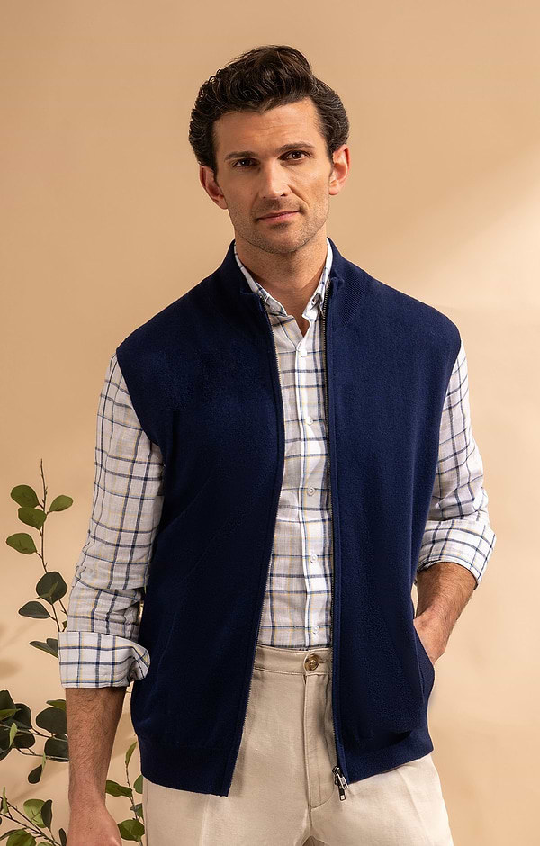Men's House of Bruar Merino Zip Waistcoat
