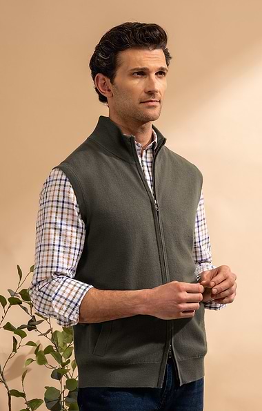 Men's House of Bruar Merino Zip Waistcoat