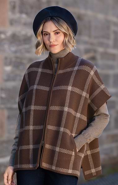 Ladies Heavy Merino Plaid Cape