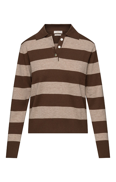 Ladies Merino Stripe Polo Shirt