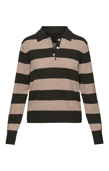 Ladies Merino Stripe Polo Shirt
