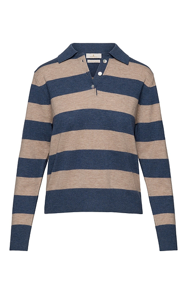 Ladies Merino Stripe Polo Shirt