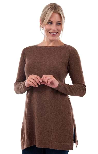 Ladies House of Bruar Cashmere Crew Neck Tunic