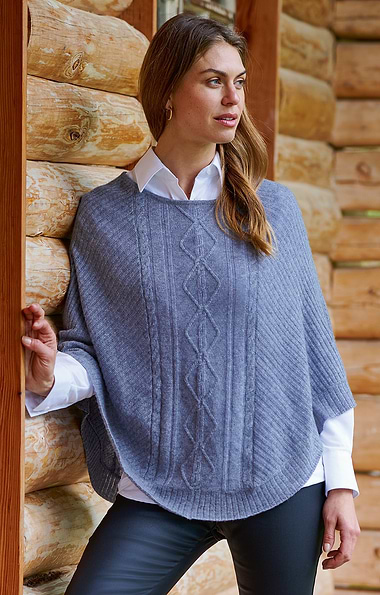 Ladies House of Bruar Cashmere Cable Poncho
