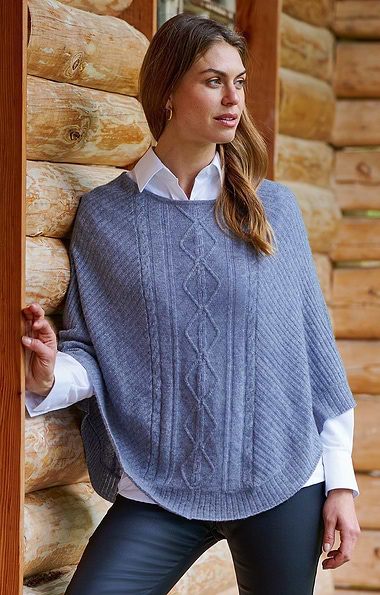 Ladies House of Bruar Cashmere Cable Poncho