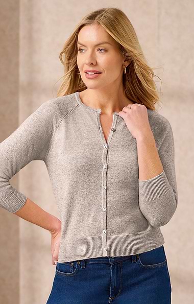 Ladies Munrospun Cropped Cashmere Cardigan