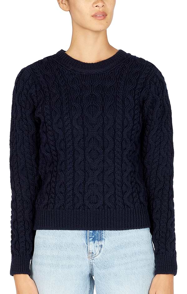 Ladies Dana Cable Wool Crew Neck Jumper