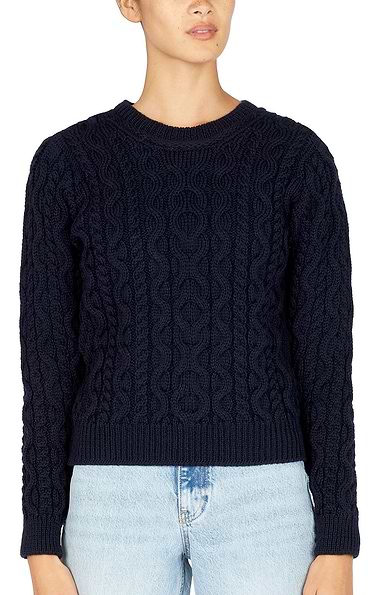 Ladies Dana Cable Wool Crew Neck Jumper