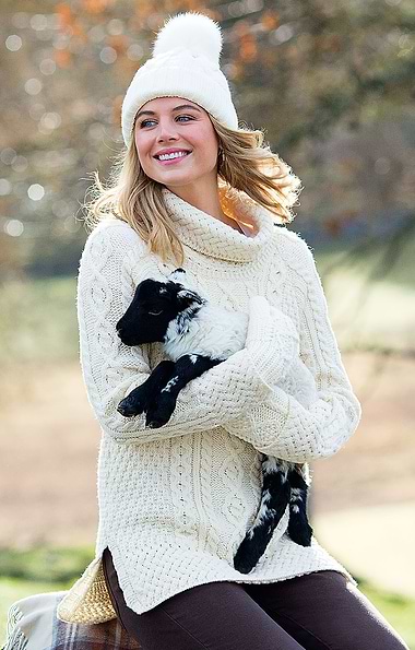 Aran Roll Neck Jumper