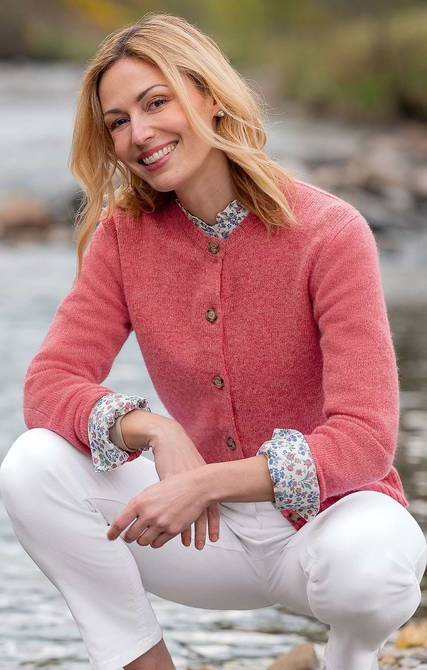 Ladies Munrospun Shetland Crew Neck Cardigan