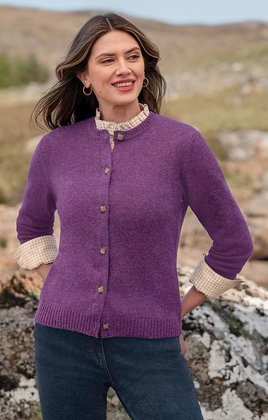 Ladies Munrospun Shetland Crew Neck Cardigan