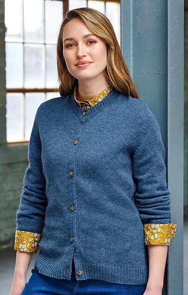 Ladies Munrospun Shetland Crew Neck Cardigan
