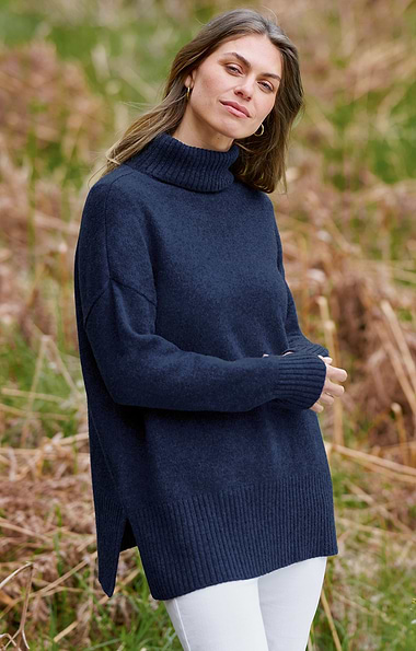 Ladies Shetland Relaxed Roll Neck
