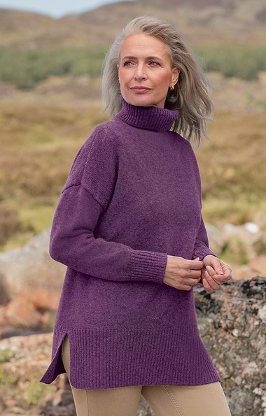 Ladies Shetland Relaxed Roll Neck