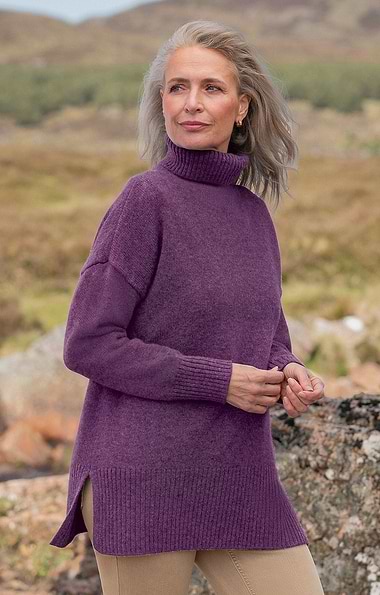 Ladies Shetland Relaxed Roll Neck