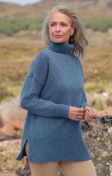 Ladies Shetland Relaxed Roll Neck