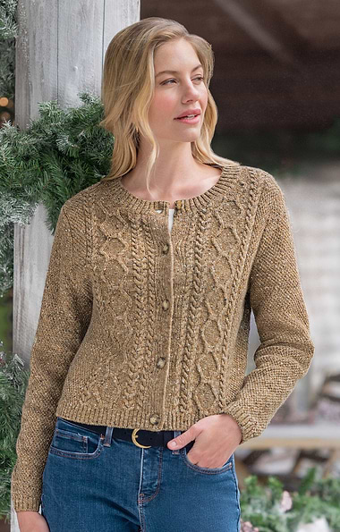 Ladies Donegal Cable Cardigan