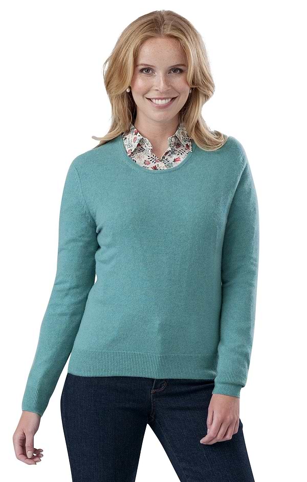 Ladies 2-Ply Cashmere Crew Neck Jumper