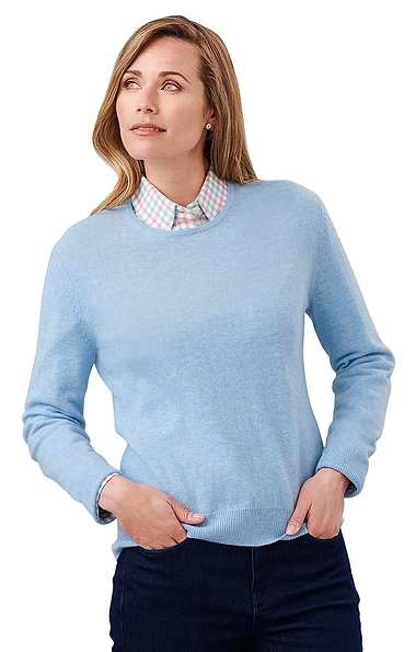 Ladies 2-Ply Cashmere Crew Neck Jumper