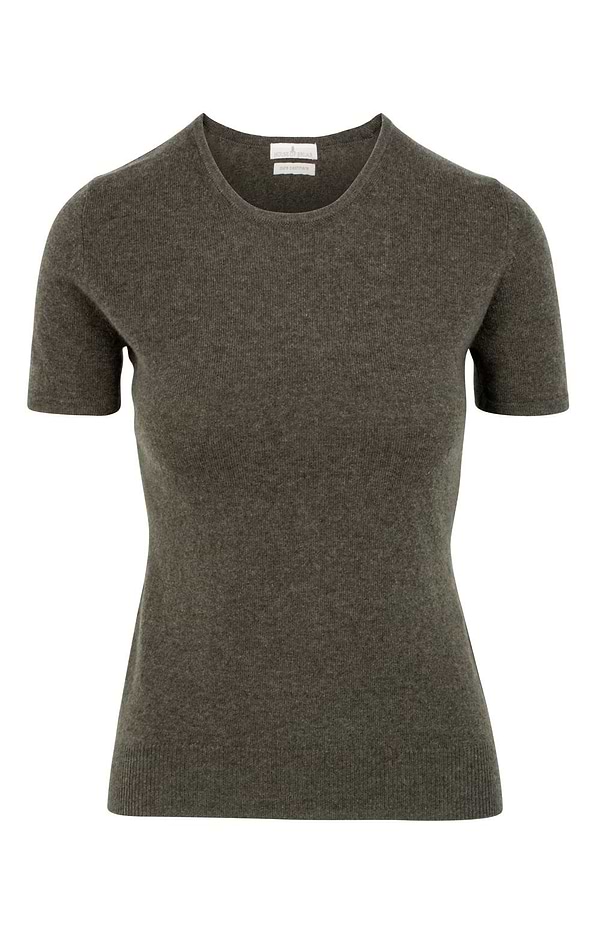 Ladies Cashmere 2-Ply Short Sleeve Crew Neck