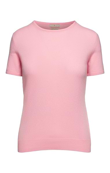 Ladies Cashmere 2-Ply Short Sleeve Crew Neck