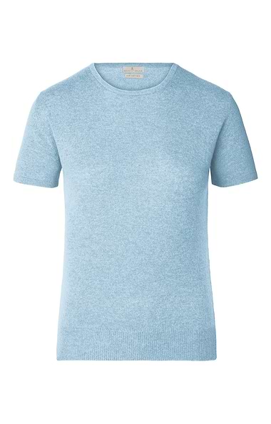 Ladies Cashmere 2-Ply Short Sleeve Crew Neck