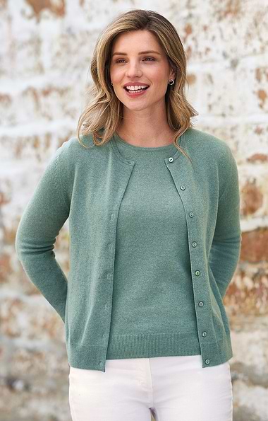 Ladies Cashmere 2-Ply Crew Cardigan