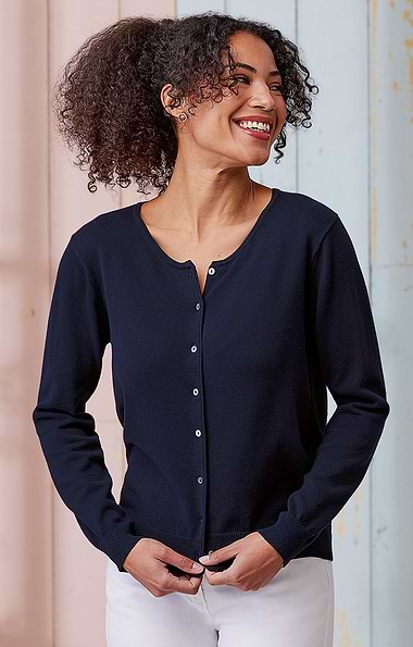 Ladies Cashmere 2-Ply Crew Cardigan
