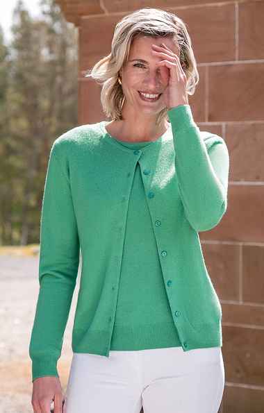 Ladies Cashmere 2-Ply Crew Cardigan