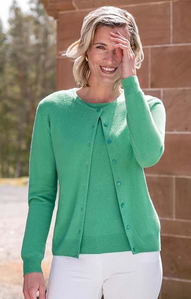 Ladies Cashmere 2-Ply Crew Cardigan