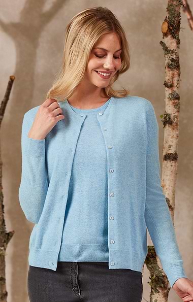 Ladies Cashmere 2-Ply Crew Cardigan