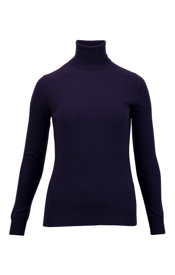 Ladies Cashmere 2-Ply Roll Neck Jumper