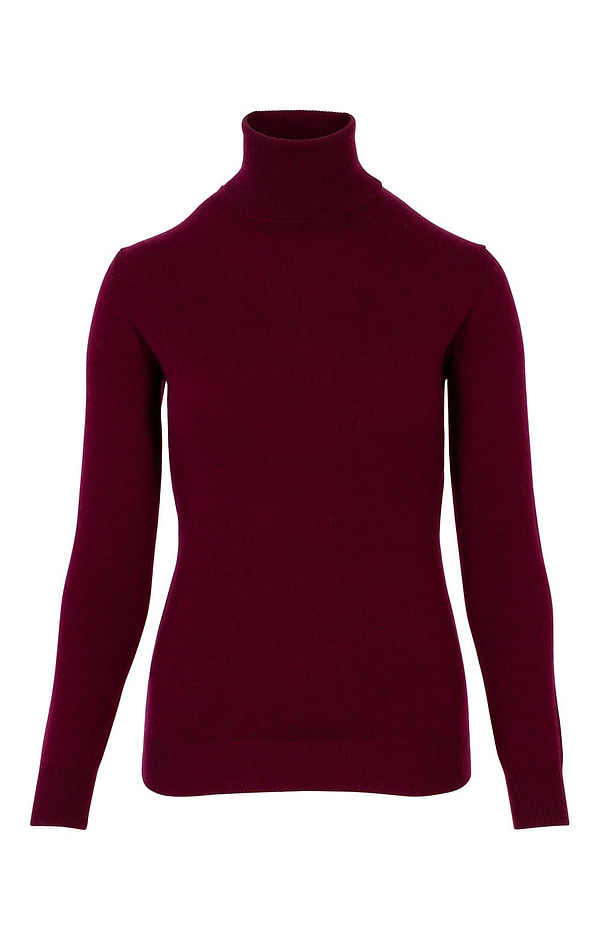 Ladies Cashmere 2-Ply Roll Neck Jumper