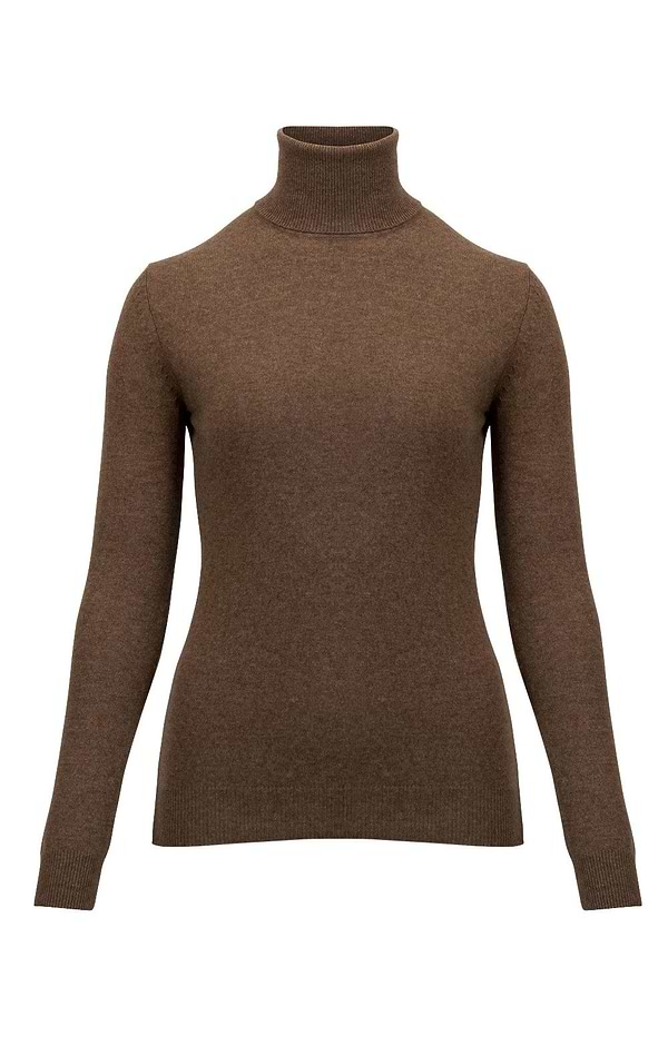 Ladies Cashmere 2-Ply Roll Neck Jumper