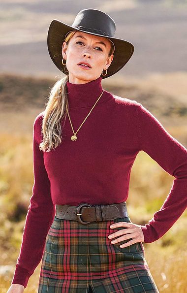 Ladies Cashmere 2-Ply Roll Neck Jumper