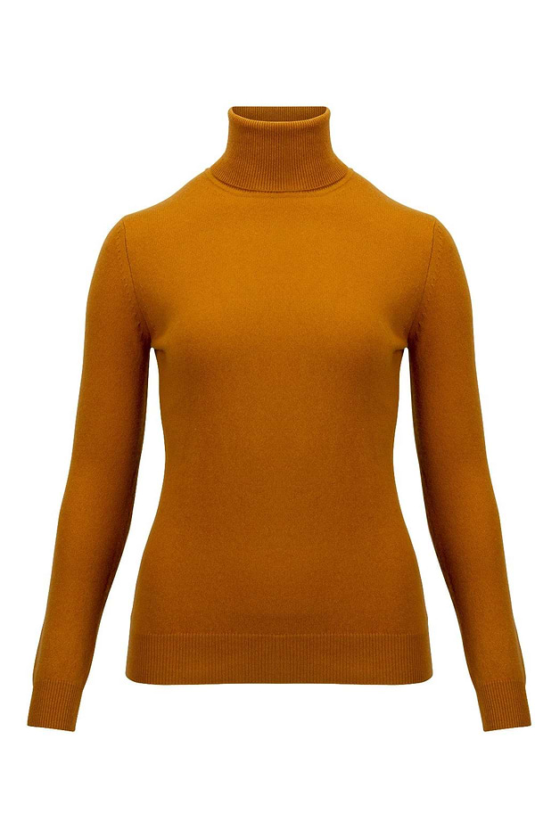 Ladies Cashmere 2-Ply Roll Neck Jumper