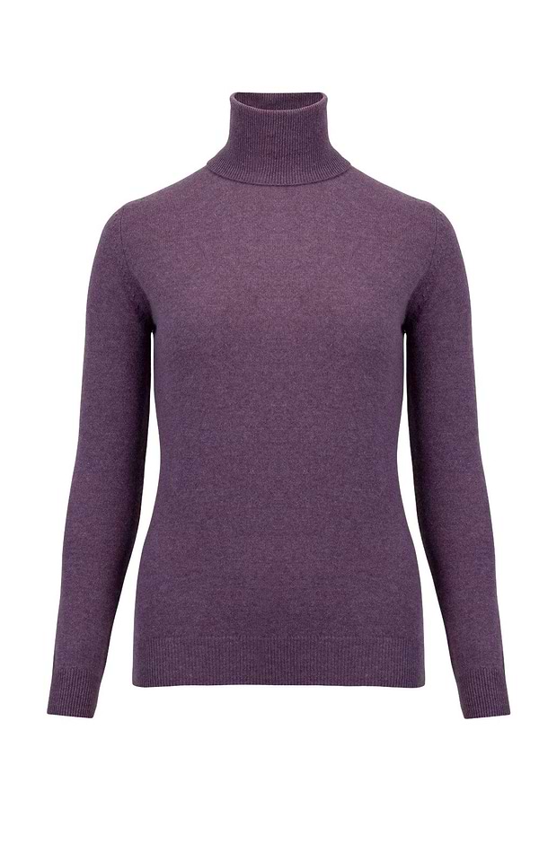 Ladies Cashmere 2-Ply Roll Neck Jumper