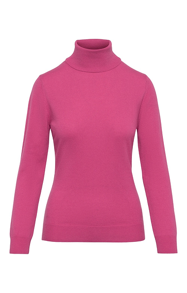 Ladies Cashmere 2-Ply Roll Neck Jumper