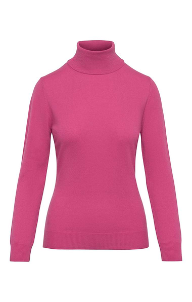 Ladies Cashmere 2-Ply Roll Neck Jumper