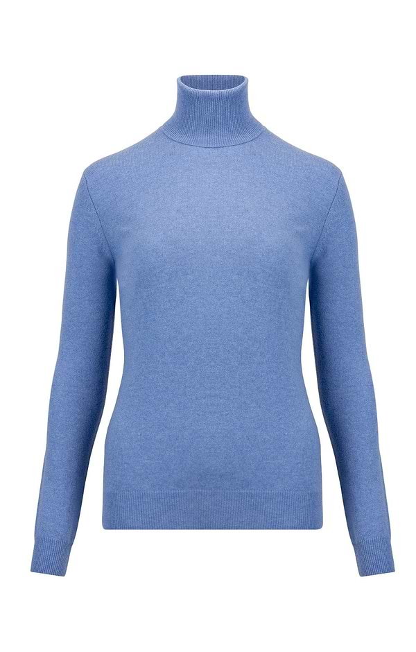 Ladies Cashmere 2-Ply Roll Neck Jumper