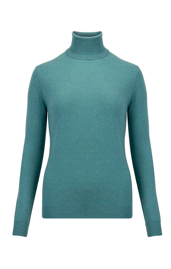 Ladies Cashmere 2-Ply Roll Neck Jumper