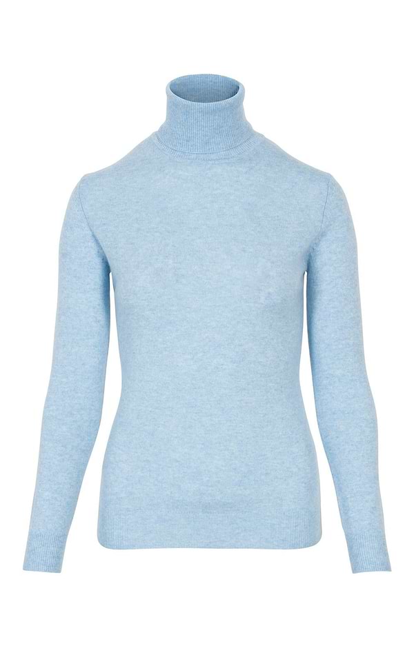 Ladies Cashmere 2-Ply Roll Neck Jumper