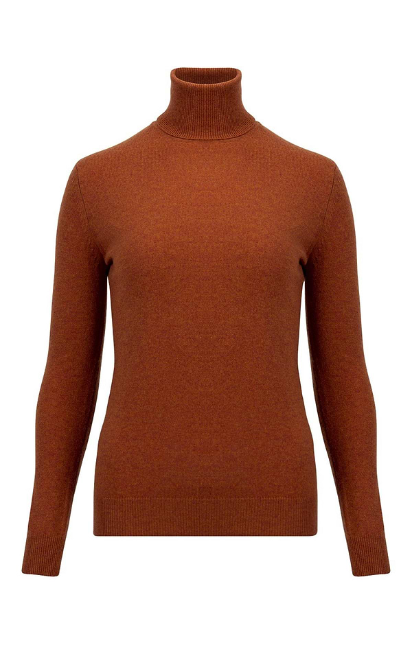 Ladies Cashmere 2-Ply Roll Neck Jumper