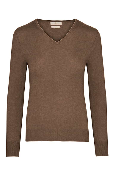 Ladies Cashmere 2-Ply V Neck