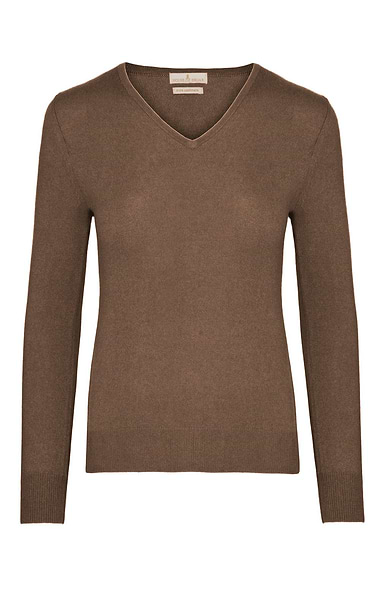 Ladies Cashmere 2-Ply V Neck
