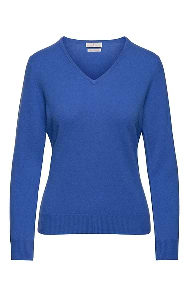 Ladies Cashmere 2-Ply V Neck