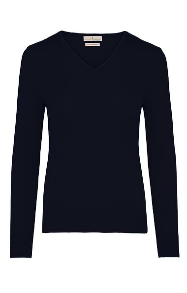 Ladies Cashmere 2-Ply V Neck