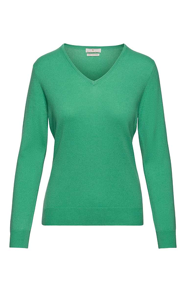 Ladies Cashmere 2-Ply V Neck